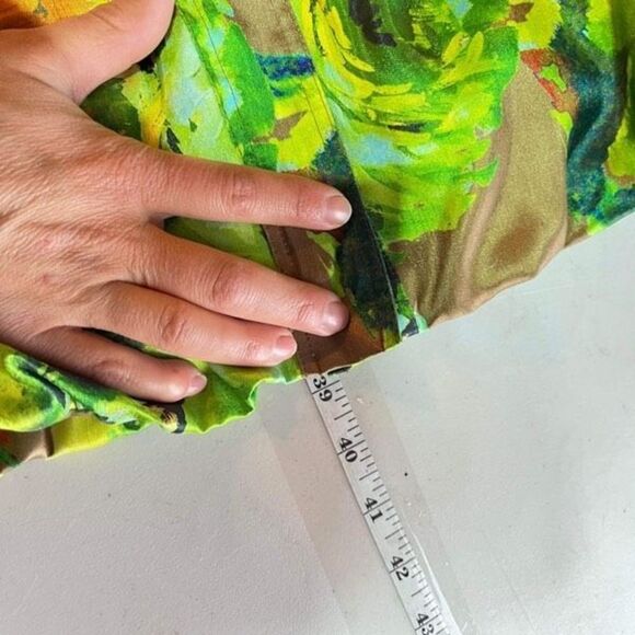 NWT Samuel Dong Womens Sleeveless Cross Tie Front Bubble Dress Green Tan Large - Picture 11 of 11